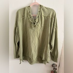 Aerie Drawstring Hooded Long Sleeve Shirt